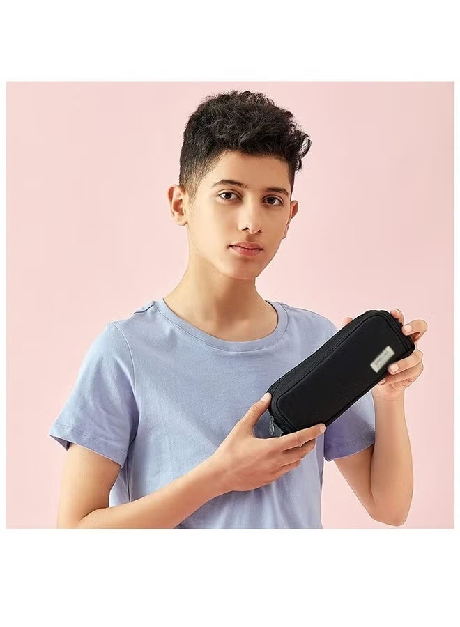 ANGOO Large Capacity Pencil Case Three Compartment Pencil Case Suitable for School Teenagers Girls,Boys and Women's Stationery Bag Convenient Storage Bag Outdoor Travel Storage Bag,Black - Image 5