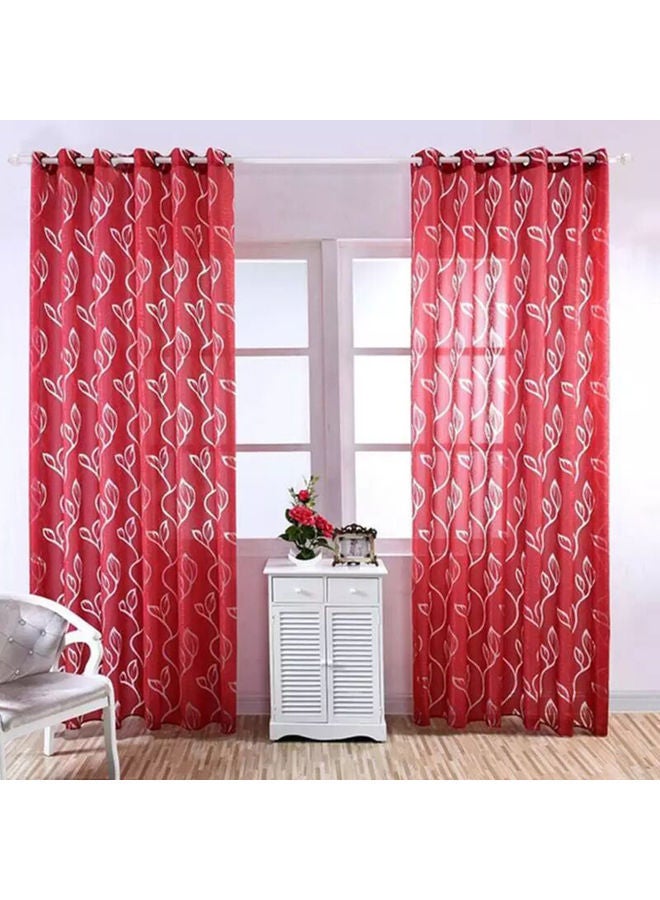 NIBEMINENT Semi Shading Sliding Patio Door Curtain Red  - Image 2