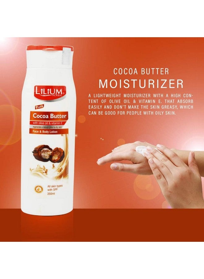 Lilium Cocoa Butter Face & Body Lotion 350ml, Hydrate & Natural Glow, Moisturization, Anti-Aging, Soothing, Antioxidant Defense, Non-Greasy, Radiant Skin, All Skin Type With SPF - Image 3