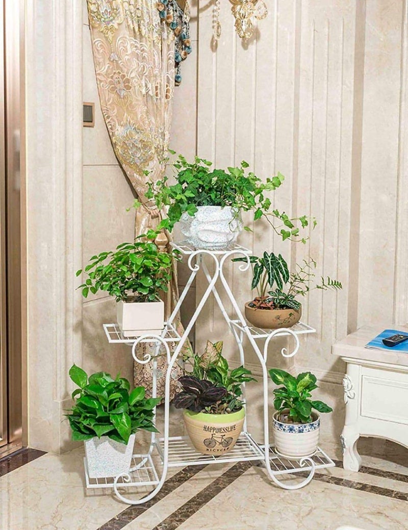 Bee Creative Attractive Multi Tired Plant Stand Indoor/Outdoor, Multipurpose Stand, Racks, Planter Stand (White) - Image 2