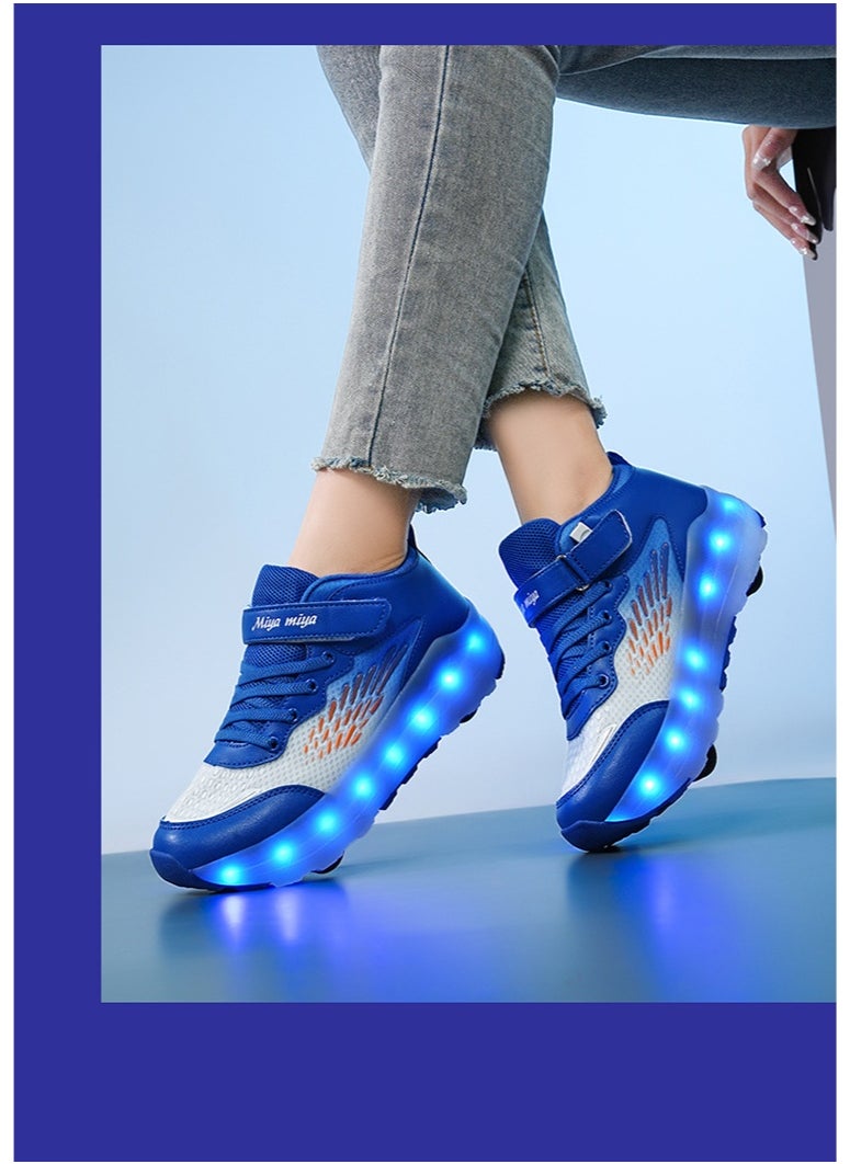 NIBEMINENT Kids Roller Skates Shoes 4 Wheels Roller Shoes Boys Girls Wheel Shoes Roller Sneakers Shoes for Beginner More Balanced  - Image 1