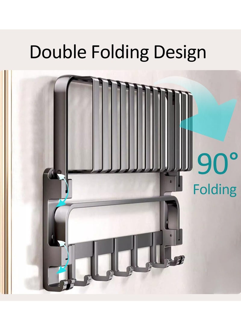 Aideli Towel Rack, Toilet Rack, Non-Punching Bathroom Rack, Integrated Pendant, Toilet Space Aluminum Bath Towel Rack (Installation Package Nails and Glue)  - Image 2