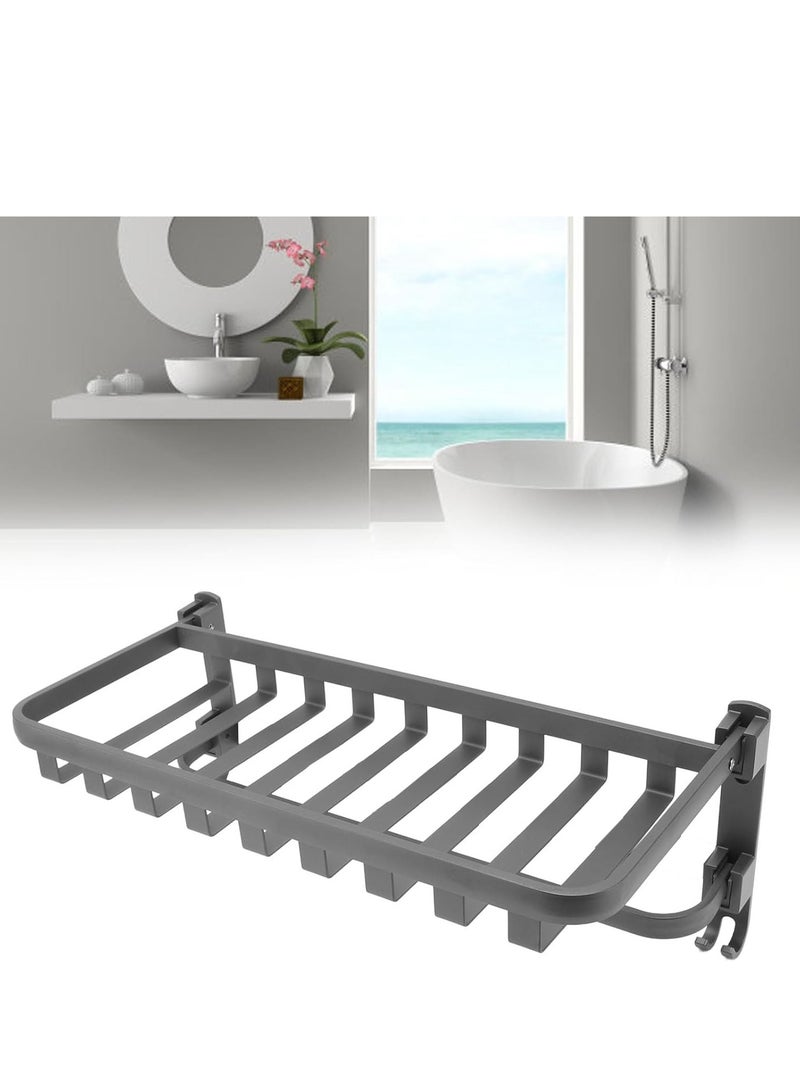 Towel Rack, Toilet Rack, Non-Punching Bathroom Rack, Integrated Pendant, Toilet Space Aluminum Bath Towel Rack (Installation Package Nails and Glue)