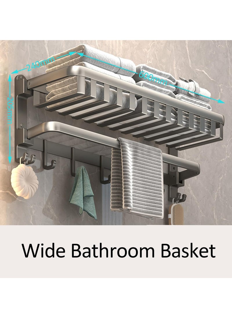 Aideli Towel Rack, Toilet Rack, Non-Punching Bathroom Rack, Integrated Pendant, Toilet Space Aluminum Bath Towel Rack (Installation Package Nails and Glue)  - Image 3