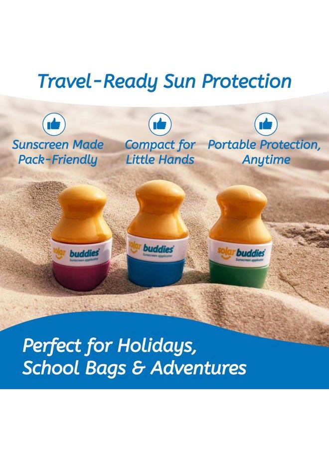 Solar Buddies Single Refillable Roll On Sponge Applicator For Kids, Adults, Families, Travel Size Holds 100ml Travel Friendly for Sunscreen, Suncream and Lotions (Full Green) - Image 5