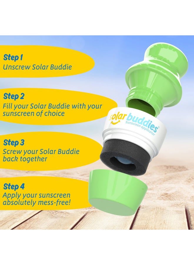 Solar Buddies Single Refillable Roll On Sponge Applicator For Kids, Adults, Families, Travel Size Holds 100ml Travel Friendly for Sunscreen, Suncream and Lotions (Full Green) - Image 3