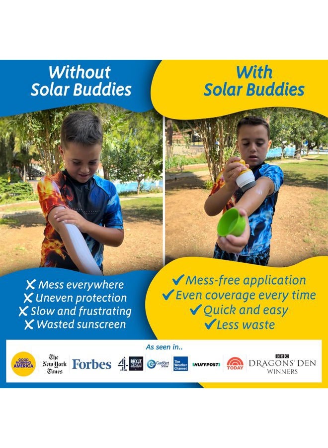 Solar Buddies Single Refillable Roll On Sponge Applicator For Kids, Adults, Families, Travel Size Holds 100ml Travel Friendly for Sunscreen, Suncream and Lotions (Full Green) - Image 2