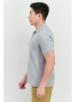 French Connection Men Regular Fit Brand Logo Short Sleeves Polo Shirt, Light Grey Mel  - Image 2