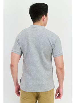 French Connection Men Regular Fit Brand Logo Short Sleeves Polo Shirt, Light Grey Mel  - Image 3