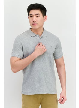 French Connection Men Regular Fit Brand Logo Short Sleeves Polo Shirt, Light Grey Mel  - Image 1