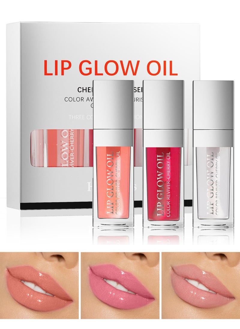HelloKiss Lip Glow Oil Set, Glossy Lip Plumper, Long Lasting Waterproof Mirror Lip Tint Stain for Reduce Fine Wrinkles, Moisturize and Increase Elasticity for Women  - Image 1