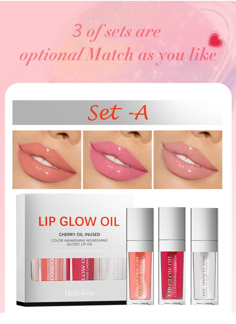 HelloKiss Lip Glow Oil Set, Glossy Lip Plumper, Long Lasting Waterproof Mirror Lip Tint Stain for Reduce Fine Wrinkles, Moisturize and Increase Elasticity for Women  - Image 3