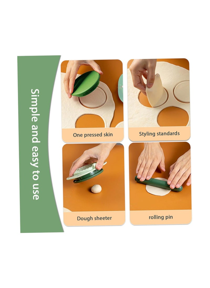 Generic - Dumpling Wrappers, Dumpling Maker 3PCS/Set Food Grade Dumpling Wrappers with Dumpling Skin Presser and Rolling Pin Ergonomic Manual Gyoza Wrappers Dumplings Mould for Kitchen Gadgets Green - Image 1
