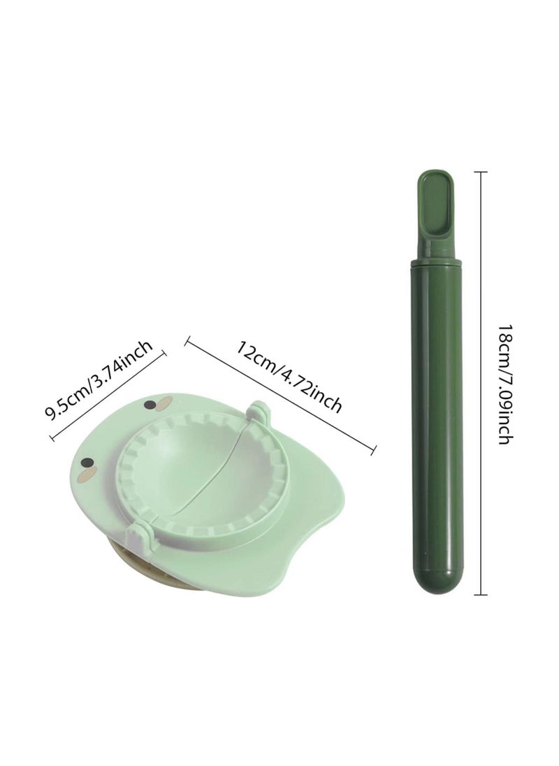 Generic - Dumpling Wrappers, Dumpling Maker 3PCS/Set Food Grade Dumpling Wrappers with Dumpling Skin Presser and Rolling Pin Ergonomic Manual Gyoza Wrappers Dumplings Mould for Kitchen Gadgets Green - Image 1