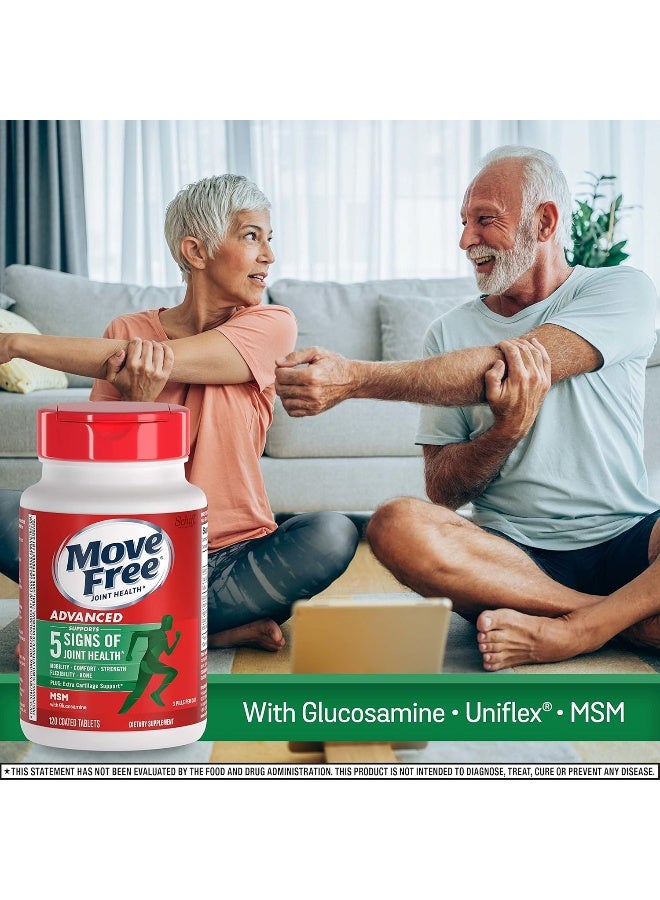 Move Free مكمل دعم المفاصل المتقدم جلوكوزامين كوندروايتين MSM، يدعم الحركة والراحة والقوة والمرونة والعظام - 3X120 زجاجة (120 حصة) - Image 2