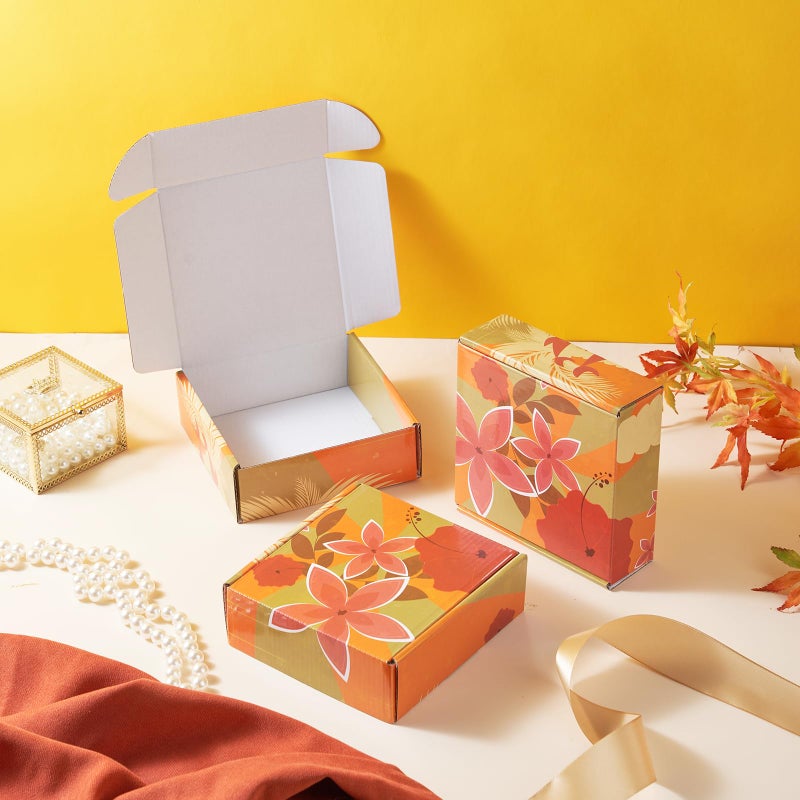 soxuding 25 Pack Hawaiian Small Shipping Boxes For Small Business, 6x6x2in Colorful Dolphins Palm Trees Flowers Floral Cardboard Boxes For Packaging - Image 3
