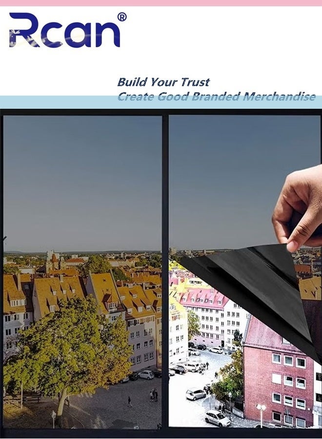 ركان ملصق فيلم نافذة PVC أحادي الاتجاه للخصوصية، فيلم عاكس للتحكم في الحرارة، فيلم نافذة يحجب الشمس ومضاد للأشعة فوق البنفسجية، لون نافذة عاكس للمنزل 60 × 200 سم - Image 1