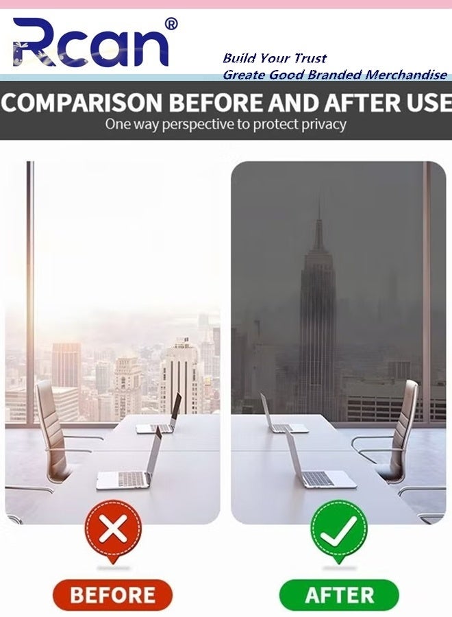 ركان ملصق فيلم نافذة PVC أحادي الاتجاه للخصوصية، فيلم عاكس للتحكم في الحرارة، فيلم نافذة يحجب الشمس ومضاد للأشعة فوق البنفسجية، لون نافذة عاكس للمنزل 60 × 200 سم - Image 2