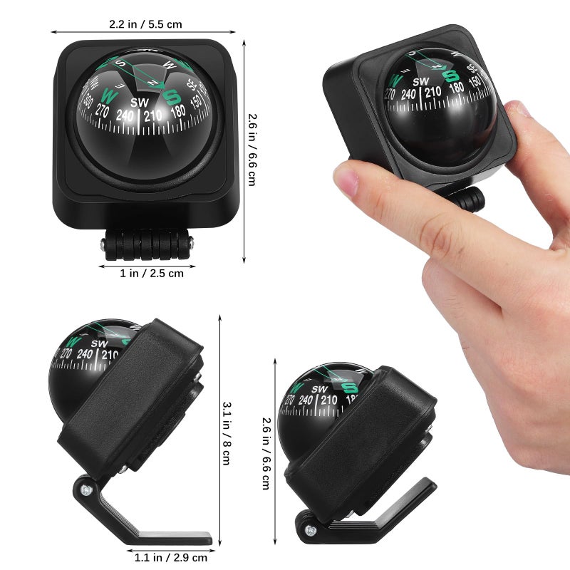 2 Pcs Adjustable Car Compass Ball Dash Mount Directional Guide for Outdoor Hiking Marine Boat Truck Dashboard Accessories - Image 3