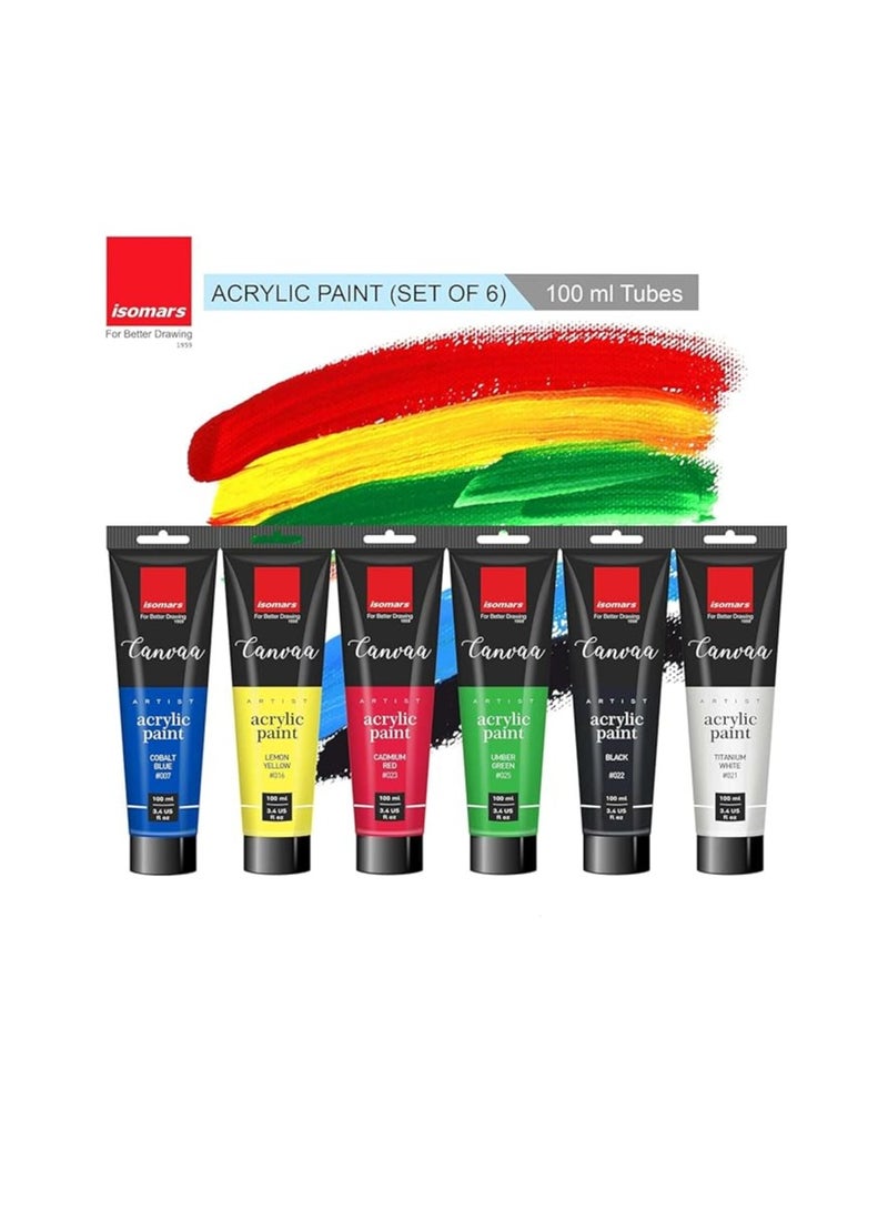 Isomers Canvaa Acrylic Paint 100ml - Set of 12 Vibrant Pigmented & Fadeproof Colors - ARTIST SERIES - For Canvas Painting, Scrap Book, Paper Board, Wood & Terracotta etc - Image 3