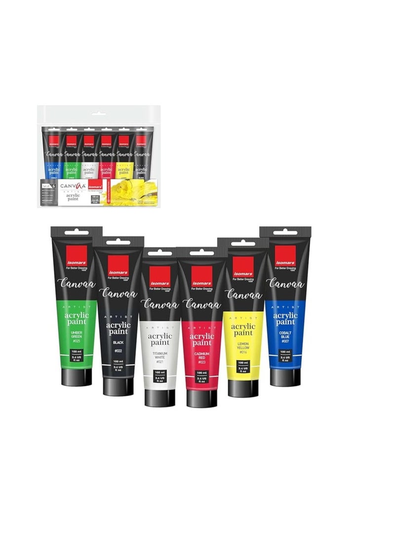 Isomers Canvaa Acrylic Paint 100ml - Set of 12 Vibrant Pigmented & Fadeproof Colors - ARTIST SERIES - For Canvas Painting, Scrap Book, Paper Board, Wood & Terracotta etc - Image 4
