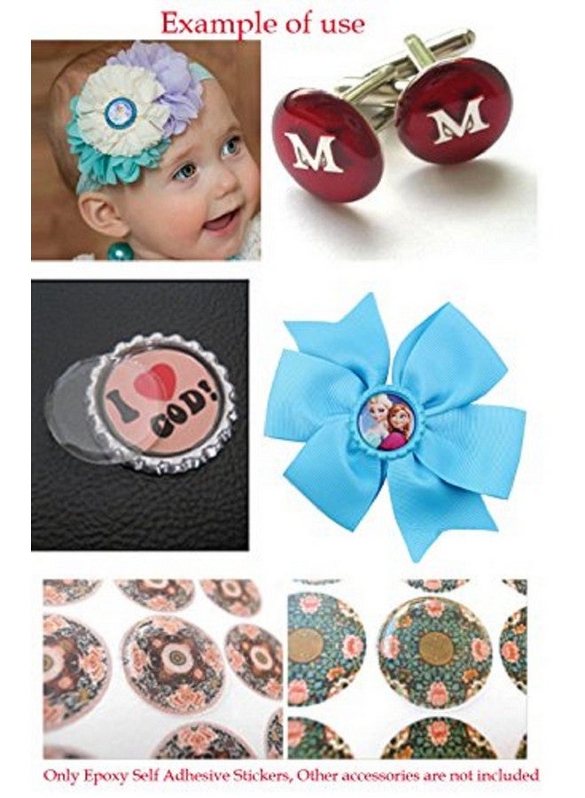 yueton Pack of 100 Clear 1" Round Craft Bottle Caps Epoxy Self Adhesive Stickers for Hair Bows, Pendants,Scrapbooks - Image 4