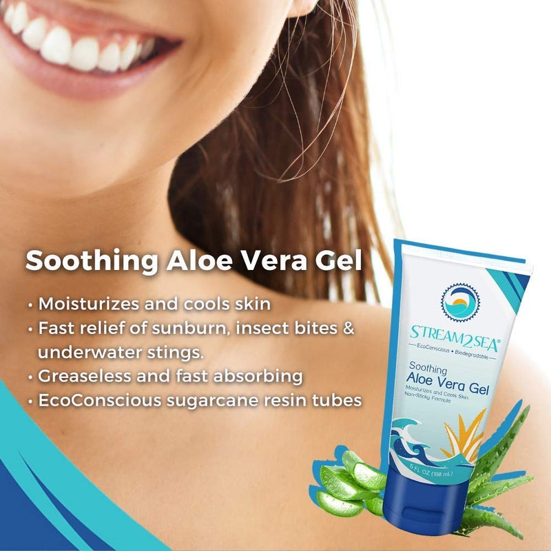 STREAM 2 SEA Soothing Aloe Vera Gel, Reef Safe Paraben Free All Natural Underwater Sting and Sunburn Relief, After Sun Care for Face and Body Easy to Absorb Hydration Moisturizing Formula, 6 Fl oz - Image 2