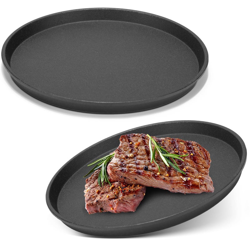 Maxdot 2 Pcs Small Cast Iron Griddle Pan 7.5 Inch Valentine's Day Round Cast Iron Pizza Pan Camping Skillets Mini Carbon Steel Griddle for BBQ, Baking, Grilling, in the Oven, on the Stove or Grill - Image 1