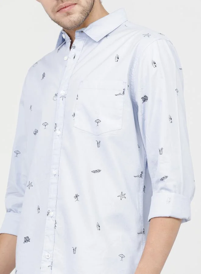 هاي لاندر All Over Print Slim Fit Shirt with Long Sleeves by Styli