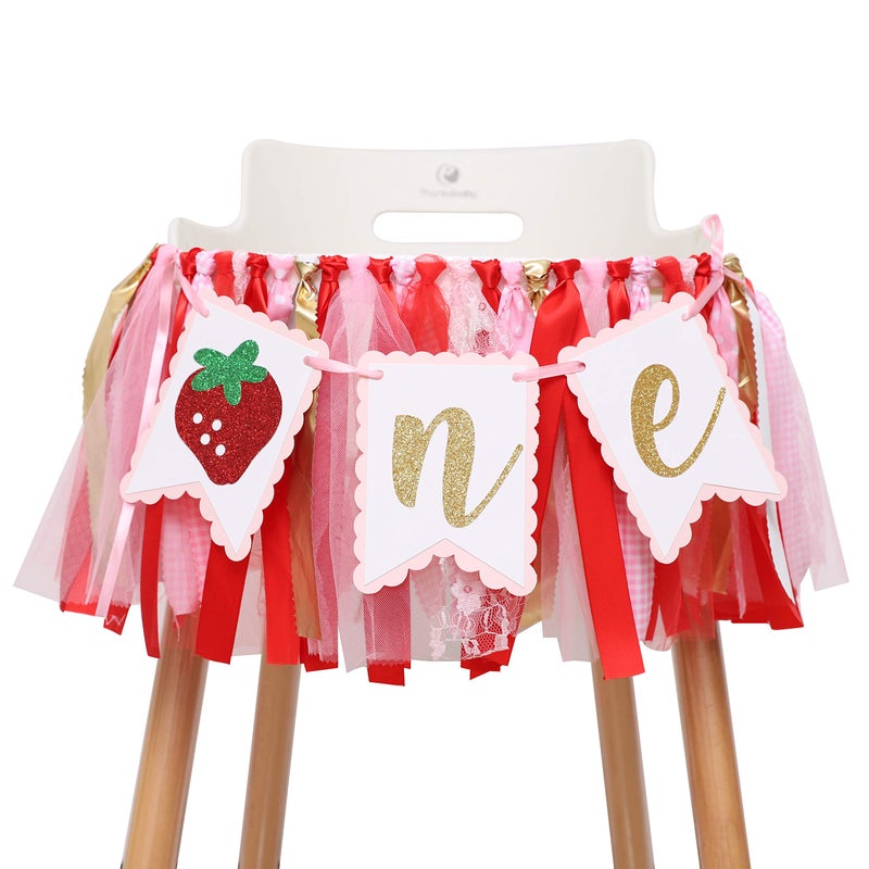 Berry Strawberry Theme High Chair Banner Smash Cake Photo Prop 1st Birthday Photo Backdrop Decorations Souvenir and Gifts for Kids Strawberry2