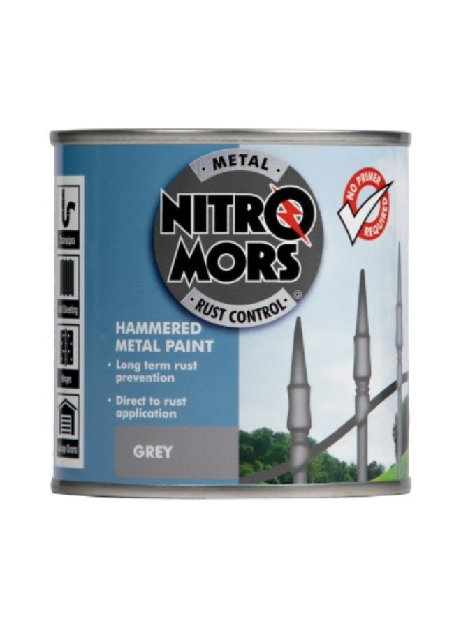 Nitro Mors Nitromors Hammered Metal Paint - Durable Finish for Metal Doors, Garden Furniture & Railings, UV & Rust Protection,Grey 250 ml - Image 1