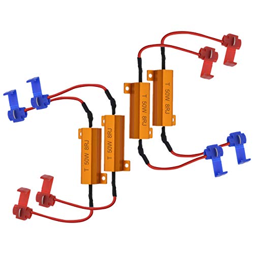 NATGIC 4pcs 50W 8 ohm LED Load Resistors Decoders for Turn Signal Lights, Fog Lights Lamps, DRL with 8pcs Quick Wire Clips (Fix Hyper Flash, Error Canceller, Warning Canceller) - Image 2