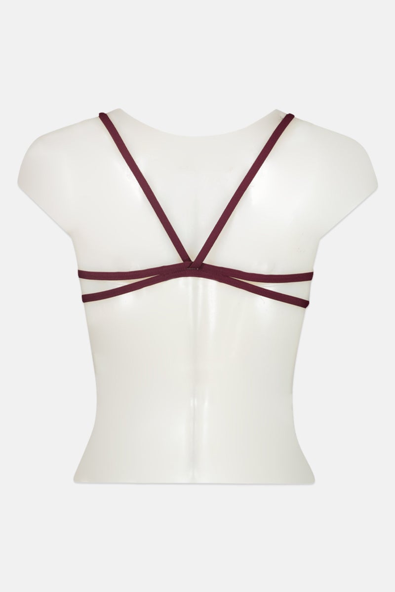 arena بلوزة بيكيني بدون حشوة للنساء، بورغندي - Image 2