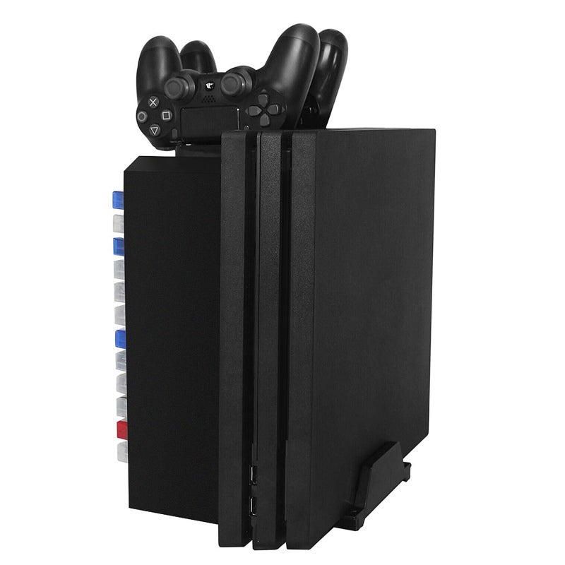 PS4 Console Cooling Stand - Dual Controller Charging Dock With Detachable Design, Holds Up To 12 Game Discs, Easy To Assemble, For PS4 Game Fans And Organized Gaming Space - Image 3