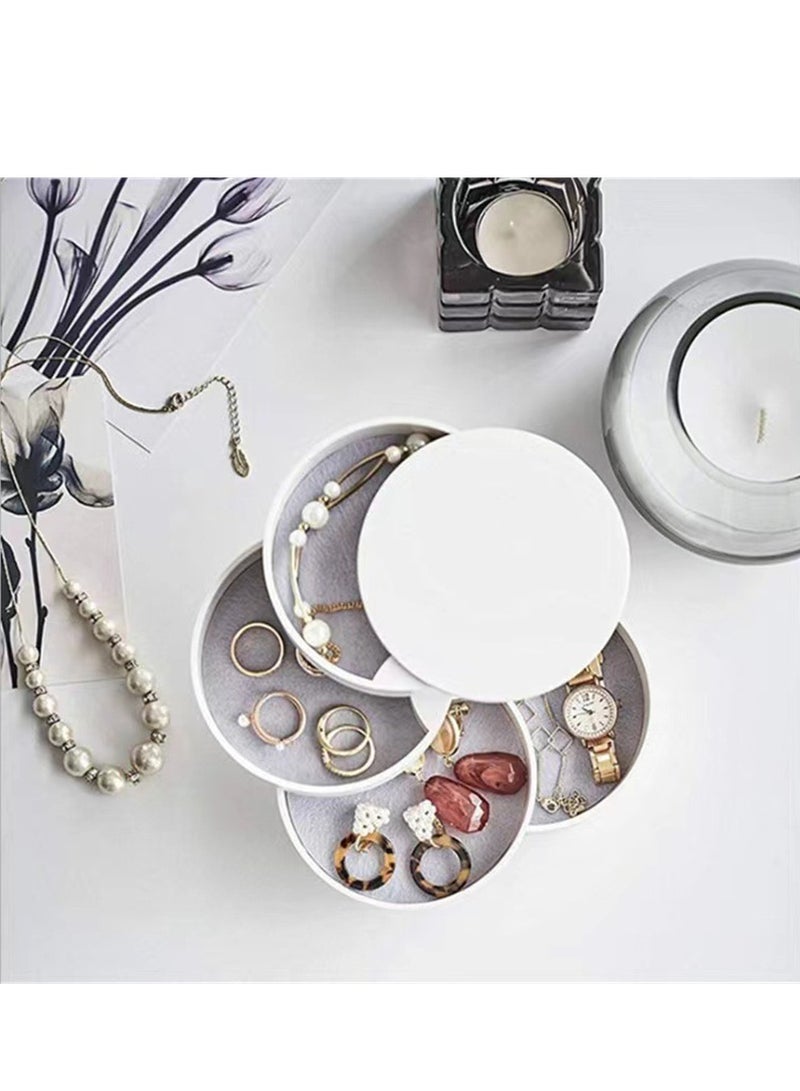 KASTWAVE Jewelry Storage Box 4 Layers Rotatable Design, Exquisite Portable Jewelry Storage Display Box, Earring Organizer, 360 Degree Rotating Organizer Holder for Rings Earrings Necklace Bracelets - Image 2