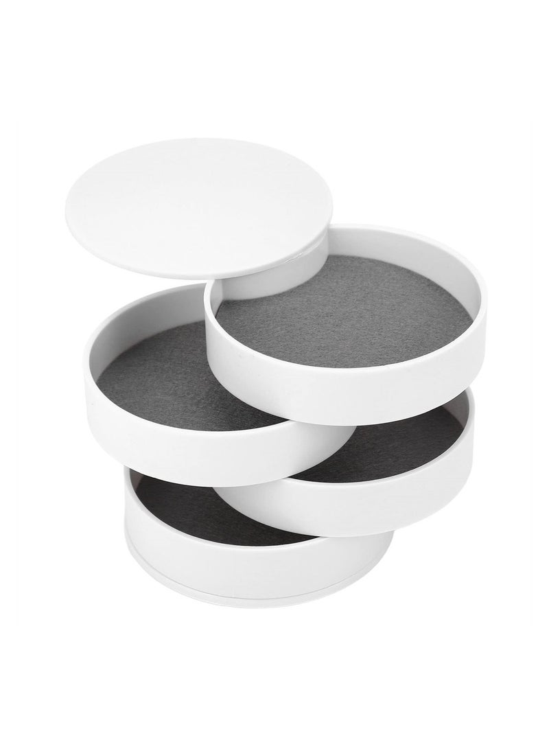 KASTWAVE Jewelry Storage Box 4 Layers Rotatable Design, Exquisite Portable Jewelry Storage Display Box, Earring Organizer, 360 Degree Rotating Organizer Holder for Rings Earrings Necklace Bracelets - Image 1