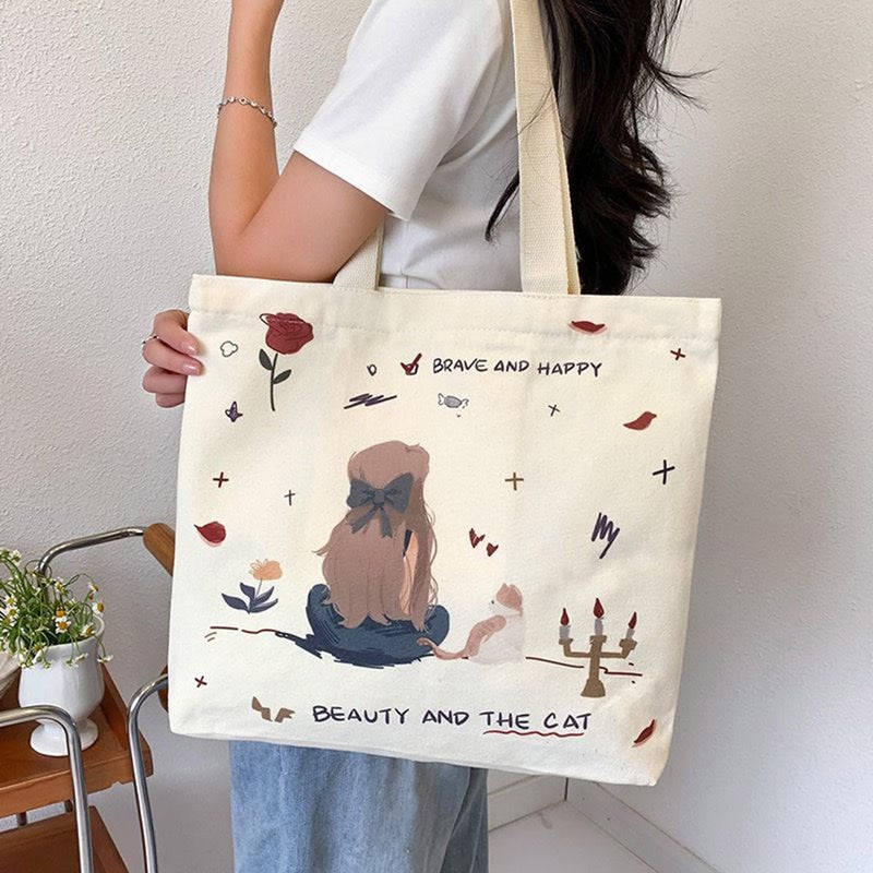 KeepCart Women Reusable Shopping/Grocery Classic Tote Bag With Pocket Shoulder Canvas Handbag Travel Bag Multi-Purpose - Image 4