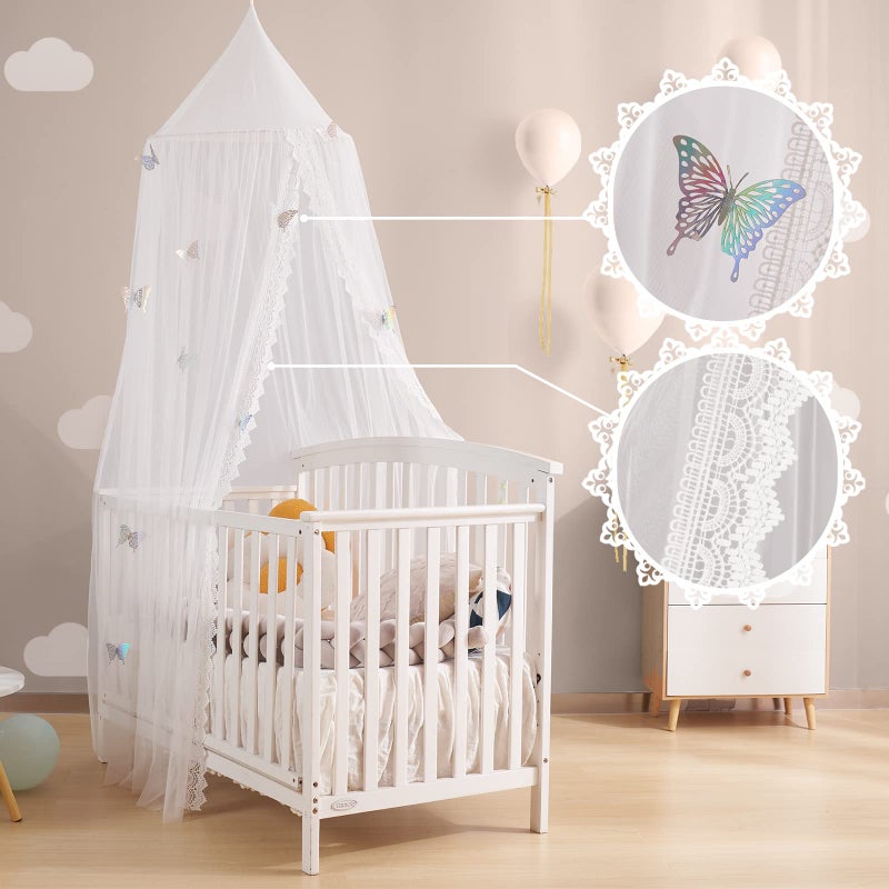 LOAOL Kids Bed Canopy with Lace Hanging Canopy Net for Baby Crib Nook Castle Game Tent Nursery Play Room Decor (Butterfly) - Image 5