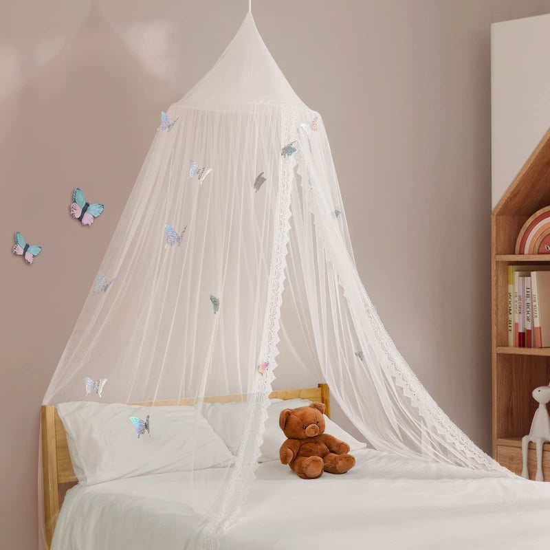 LOAOL Kids Bed Canopy with Lace Hanging Canopy Net for Baby Crib Nook Castle Game Tent Nursery Play Room Decor (Butterfly) - Image 2