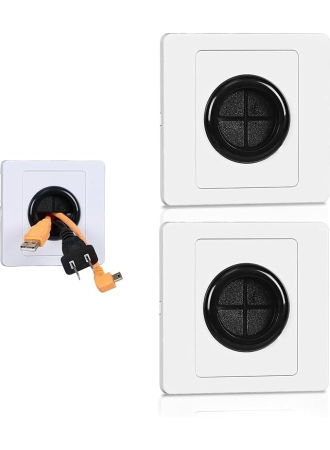 غطاء مدخل الكابل - غطاءان جداريان لكابلات التلفزيون/المكتب المنزلي | غطاء جداري قابل للتعديل لفتحات الكابلات لتغطية المنافذ والمقابس وترتيب الأسلاك - Image 1