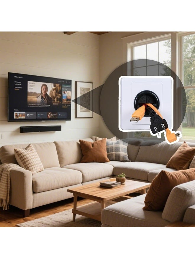 غطاء مدخل الكابل - غطاءان جداريان لكابلات التلفزيون/المكتب المنزلي | غطاء جداري قابل للتعديل لفتحات الكابلات لتغطية المنافذ والمقابس وترتيب الأسلاك - Image 3