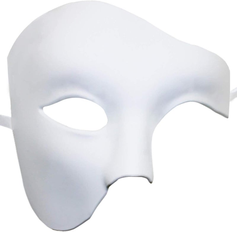 KEFAN Mens Mask Halloween Mask Masquerade Phantom of The Opera Half Face Mask, White, One Size - Image 1