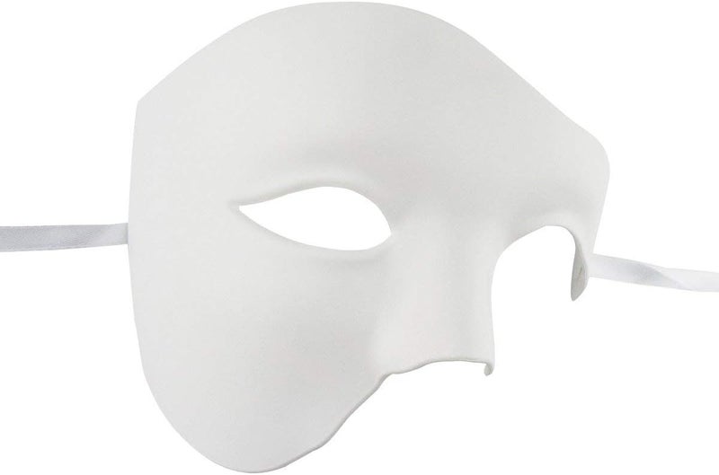 KEFAN Mens Mask Halloween Mask Masquerade Phantom of The Opera Half Face Mask, White, One Size - Image 3