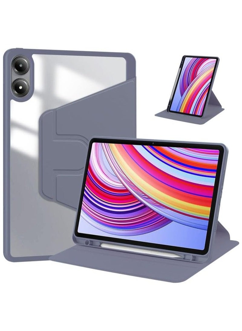 VKL Clear Back Case Compatible with Honor Pad 9 PRO / V8 PRO 12.1 inch with Pen Holder, 360 Degree Swivel Stand Flip Smart Tablet Cover Auto Sleep/Wake Tablet Case (Lavender)  - Image 1