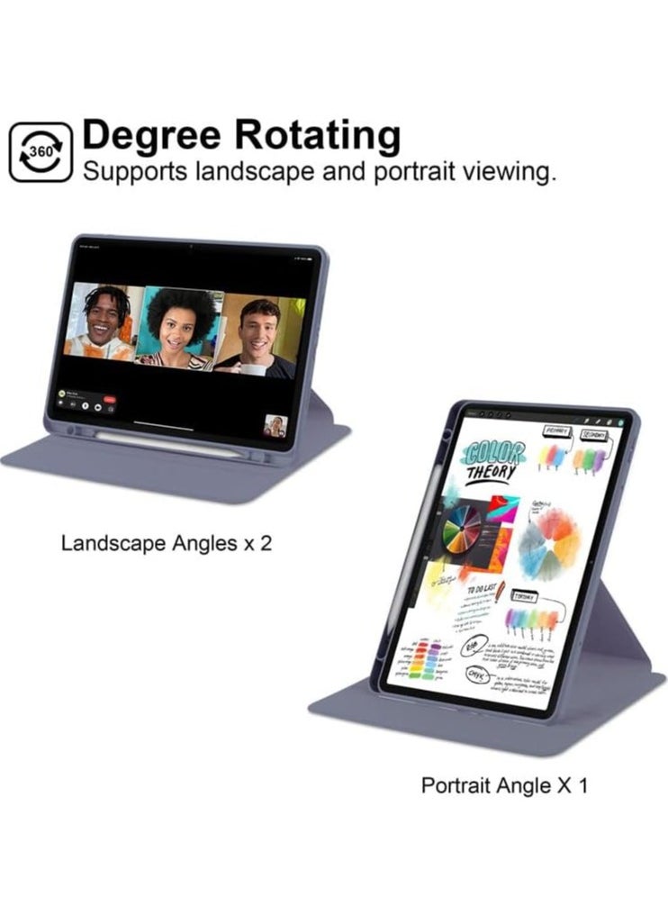VKL Clear Back Case Compatible with Honor Pad 9 PRO / V8 PRO 12.1 inch with Pen Holder, 360 Degree Swivel Stand Flip Smart Tablet Cover Auto Sleep/Wake Tablet Case (Lavender)  - Image 3