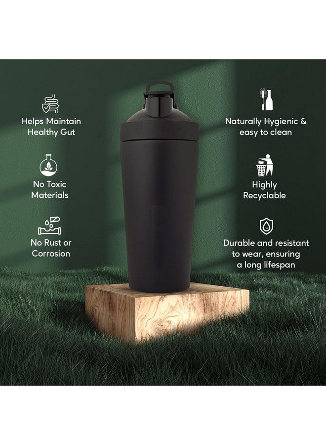 RJ kitchenware Store Steel Pro Shaker 750 ml with Steel Whisk, Leakproof Gym Shaker Bottle for Supplements, Pristine Black - Image 4