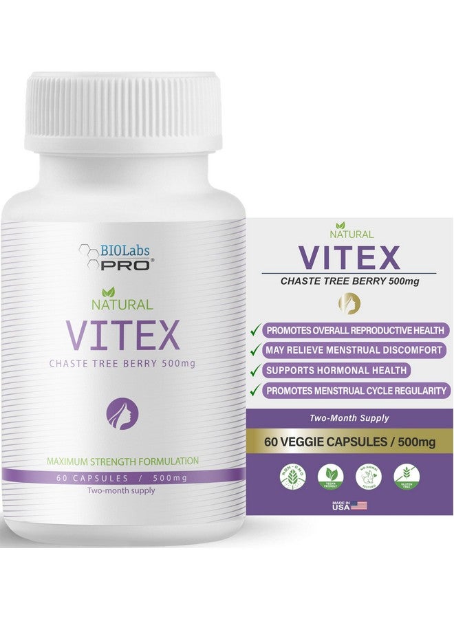 BIOLABS PRO BIOLABS PRO Natural Vitex Chasteberry Supplement for Women - Pure Chaste Tree Berry Extract 500mg, Maximum Strength Formulation, Vegan Capsules, Supports Hormonal Balance - (60 Caps - 2-Month Supply) - Image 1