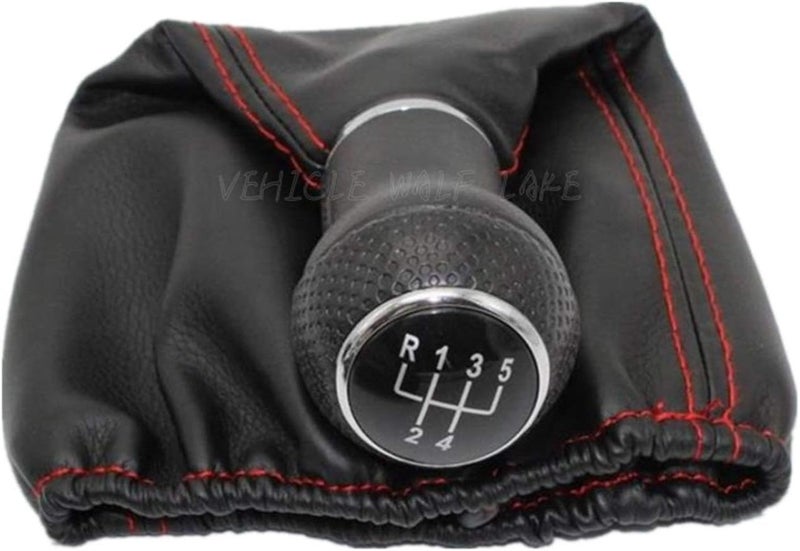 QASULER 5 Speed Car Gear Shift Knob with Leather Boot - Image 1