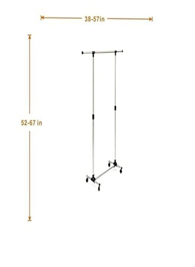 Risello Stainless Steel Single Pole Telescopic Movable Portable Clothes Rack (Silver) - Image 2