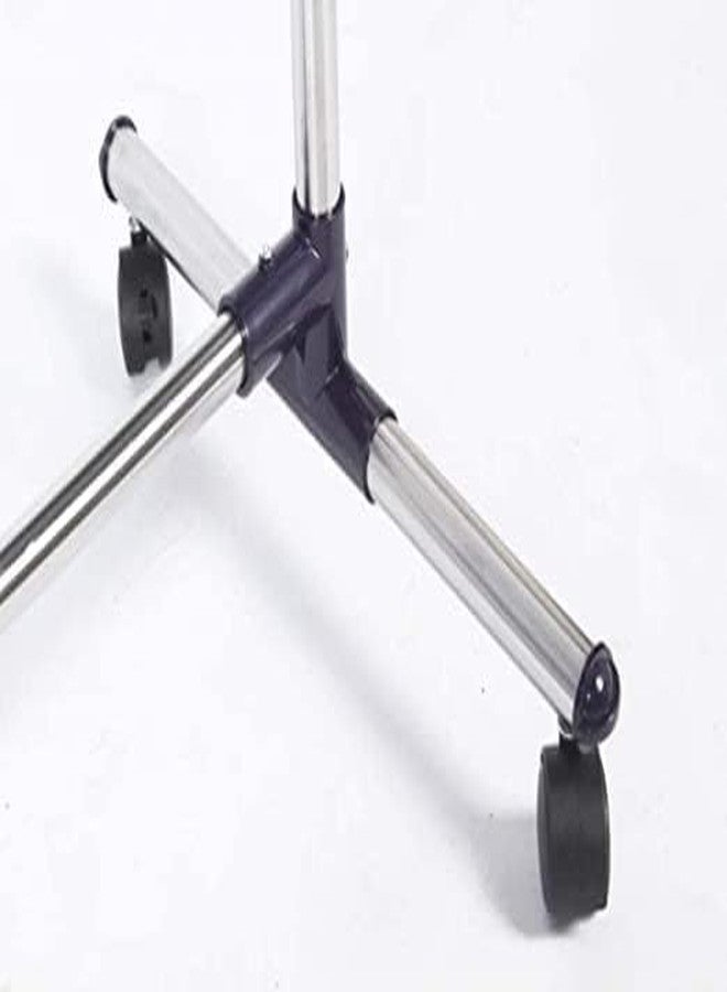 Risello Stainless Steel Single Pole Telescopic Movable Portable Clothes Rack (Silver) - Image 5